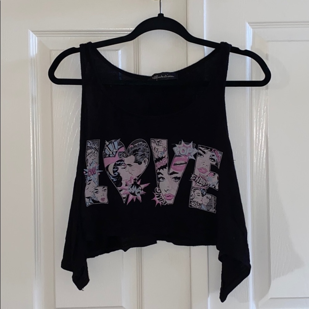 NWOT UO Vintage Y2K Comic Movies Love Soft Black Tank